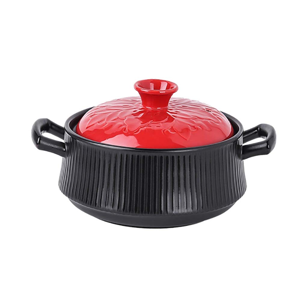 Natural Terracotta Clay Casserole Pot for Cooking - Handmade Ceramic Earthenware in 2 Colors & 3 Sizes (Red, 3L) - Perfect for Slow Cooking, Stews & Traditional Recipes
