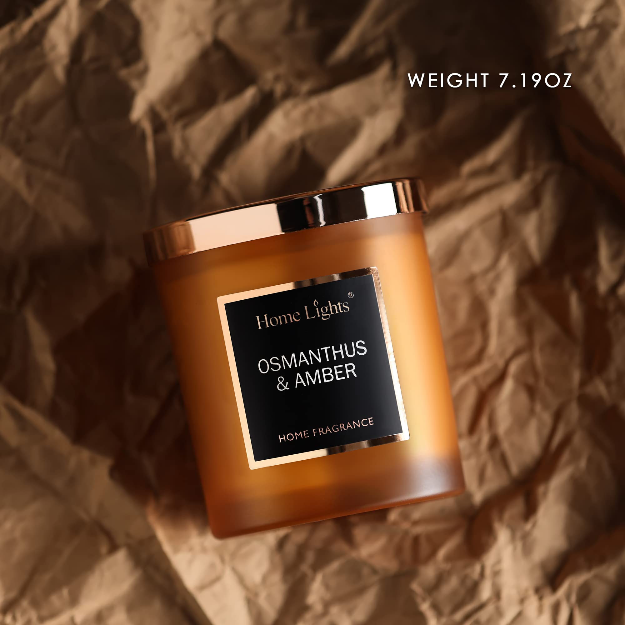HomeLights Luxury Scented Soy Wax Candle - Osmanthus & Amber Fragrance, Home Decor Gift for Relaxation, Romantic Ambiance & Aromatherapy