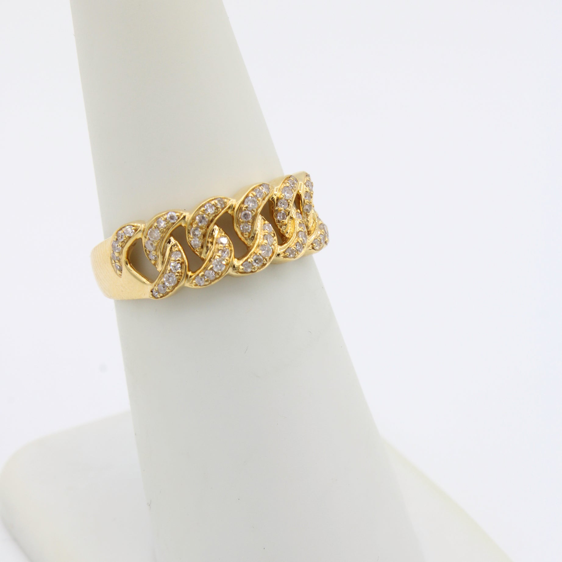 14K Gold Women's Cuban Link Ring with Diamonds | Elegant & Durable Jewelry for Parties, Weddings & Everyday Wear | JTJ™