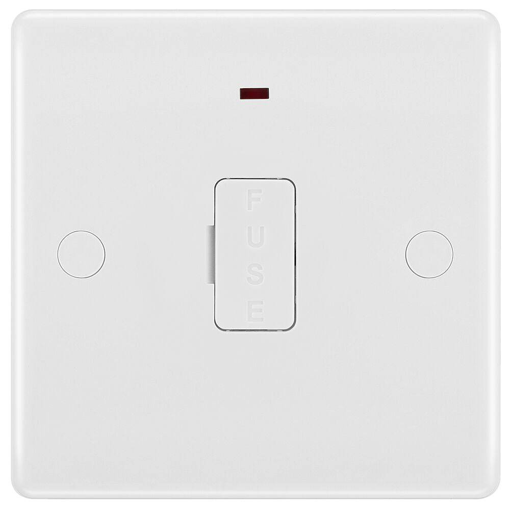 BG White 13A Unswitched Spur with Neon and Flex 857 - UK Plug Socket Outlet for Home, Office & Workshop Electrical Installations
