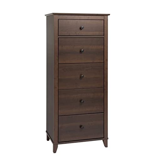 Atlin Designs 5-Drawer Lingerie Chest in Espresso Finish - Compact Dresser for Bedroom, Closet & Dorm Organization - Perfect for Storing Bras, Underwear & Delicate Clothing