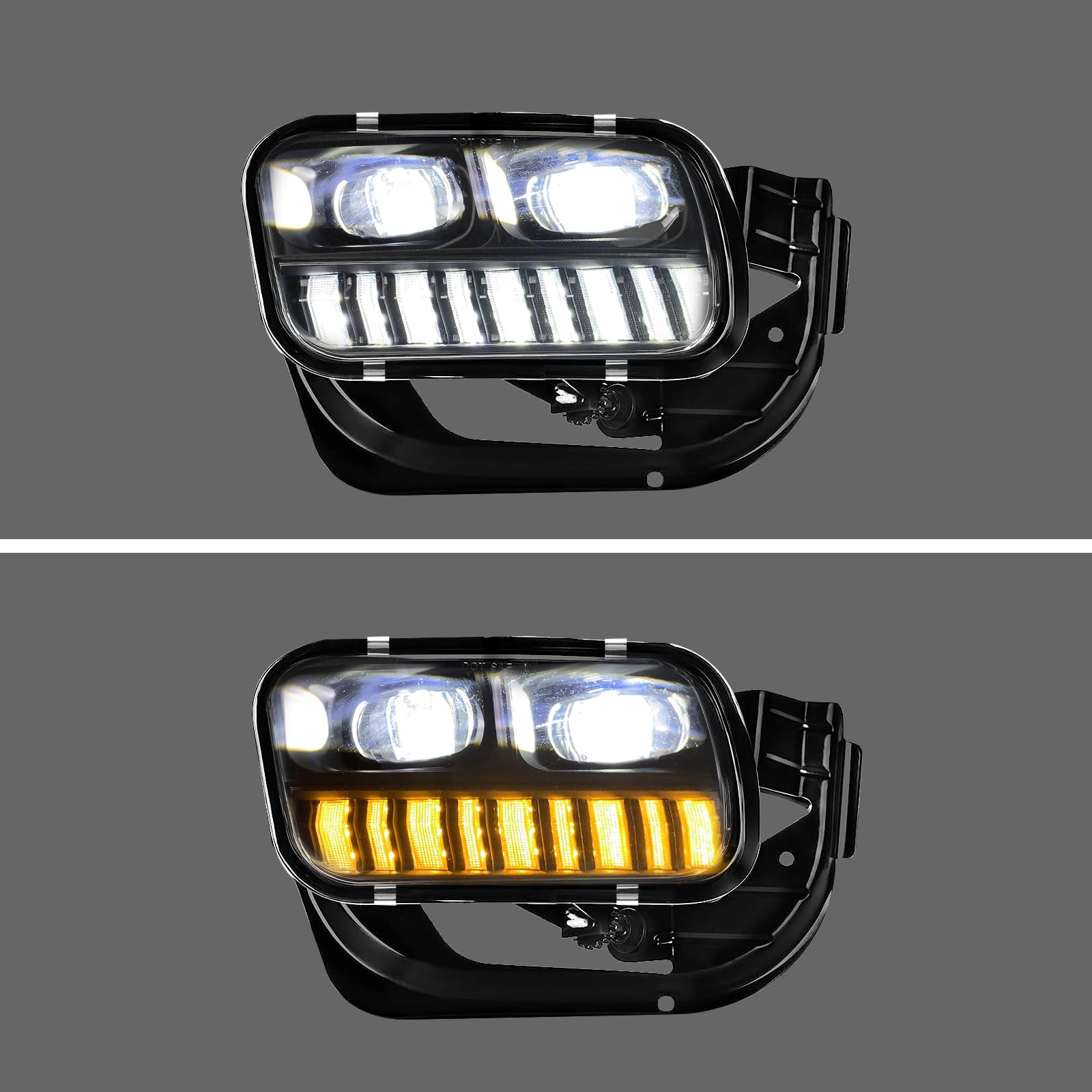 2009-2018 Dodge Ram 1500 2500 3500 LED DRL Fog Lights with Amber Turn Signal - Clear Lens Front Bumper Driving Lamps for Enhanced Visibility & Safety in Night Driving and Foggy Conditions