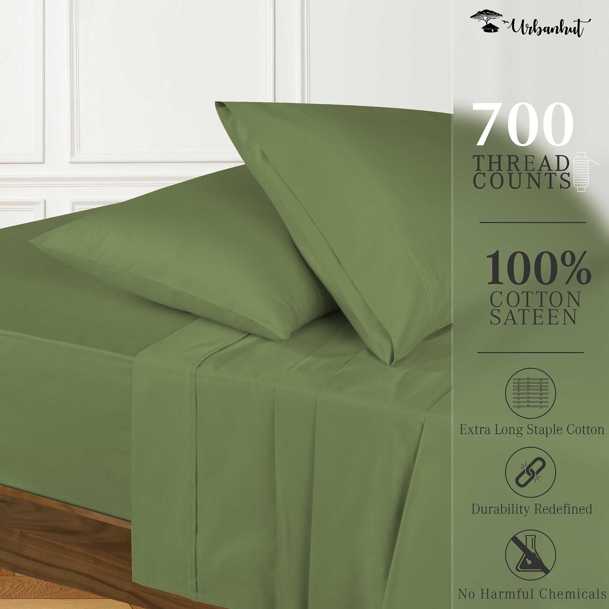 Premium 700 Thread Count Egyptian Cotton Twin Sheet Set - 4Pc Luxury Bed Sheets with Deep Pocket (14