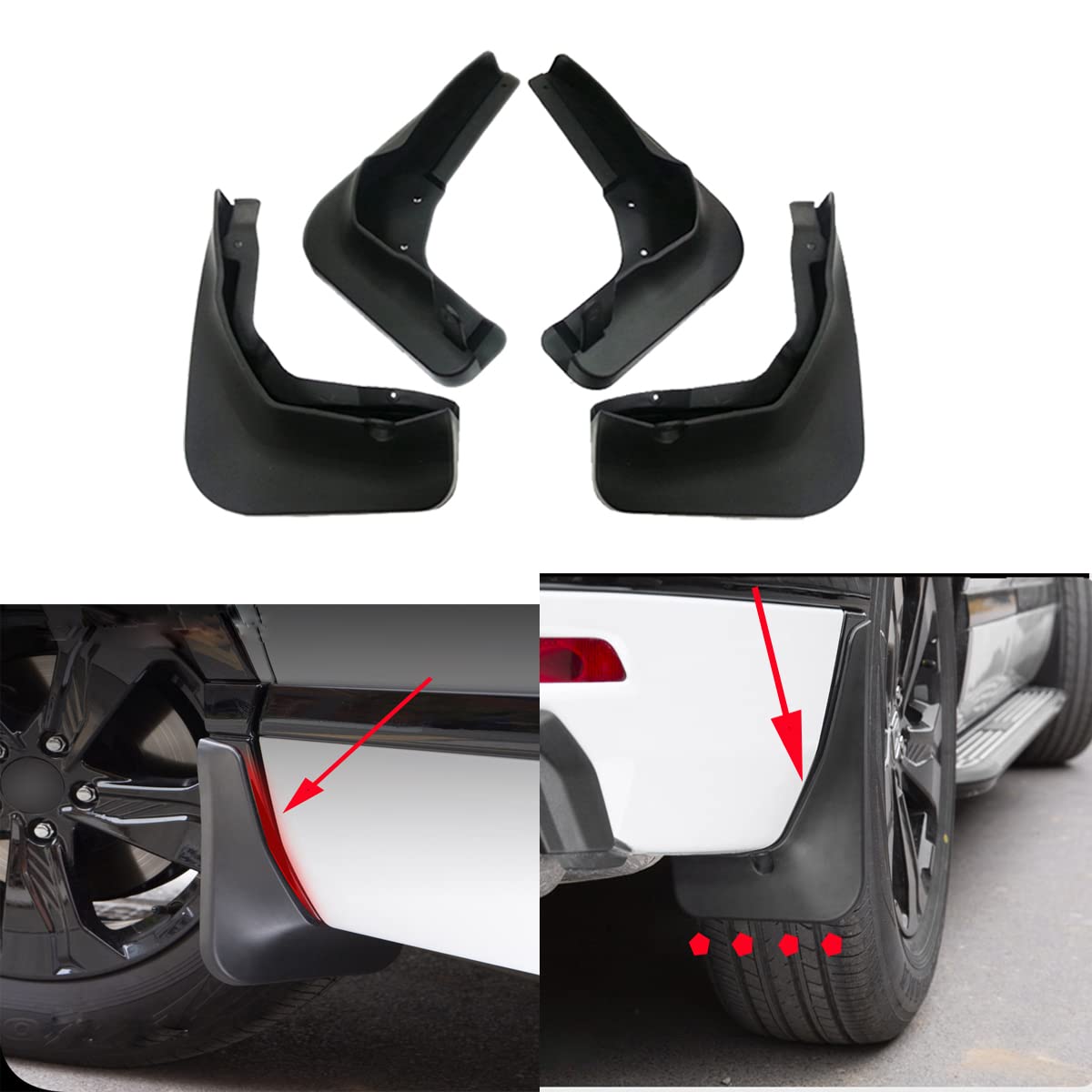 4Pcs Universal Car Mud Flaps Splash Guards - Heavy Duty Fender Mudguards Compatible with Toyota Tacoma 2022-2026 - Off-Road Protection & Style Upgrade (Perfect for Trucks, SUVs, All-Terrain Vehicles)