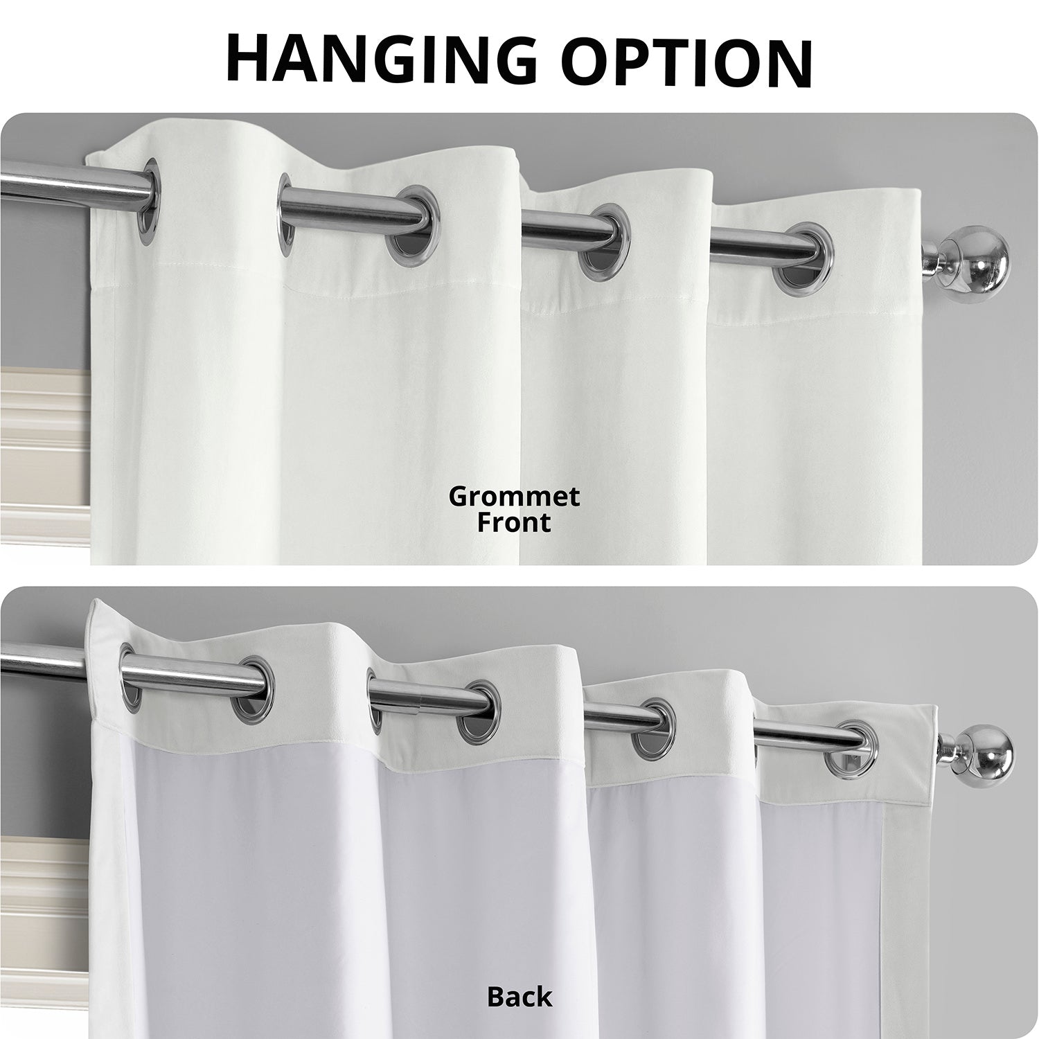 Premium White Grommet Blackout Curtains - Thermal Insulated Velvet Drapes for Bedroom & Living Room - Noise Reducing Window Treatments for Home & Office