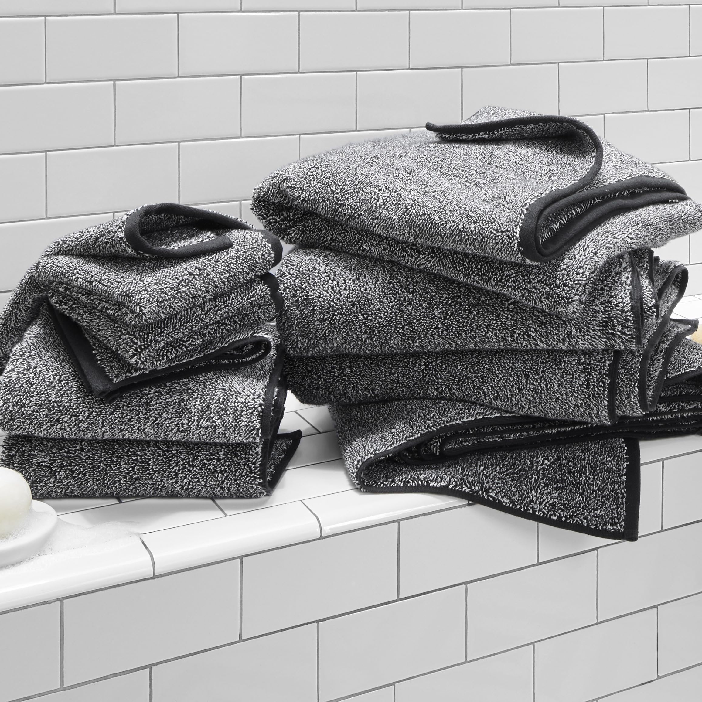 Brooklinen Classic Turkish Cotton Bath Sheets - Set of 2, Marled Black, 100% Cotton | Ultra Soft & Highly Absorbent Luxury Towels for Bathroom, Spa & Beach Use