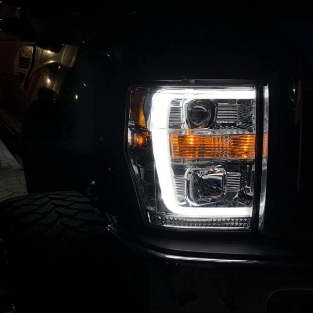 Recon Headlights for Ford F-250 Super Duty 2008-2010 - Smoked Black w/OLED Halos | Perfect for Night Driving & Off-Road