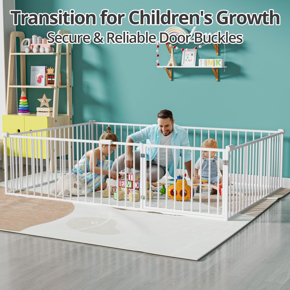 Montessori Floor Bed for Kids - Sturdy Metal Frame with Safety Guardrails, No Weight Limit, Easy Assembly, White - Perfect for Toddler Rooms, Montessori Classrooms & Safe Sleep Spaces