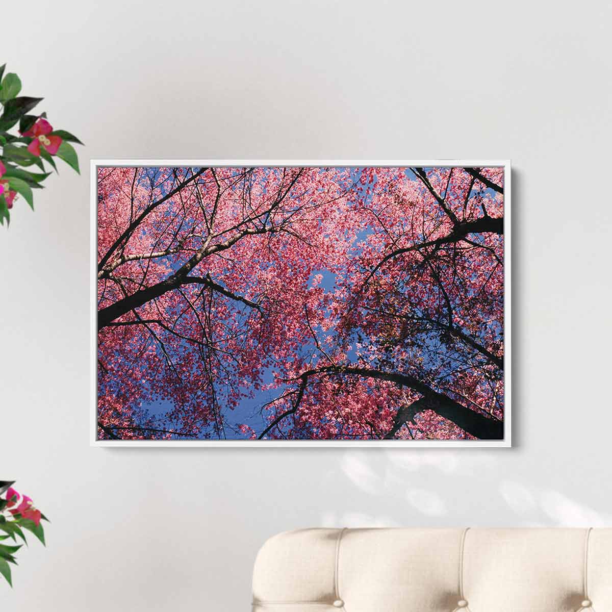 Pink Cherry Blossoms Wall Art Canvas Print - Japanese Sakura Flower Painting for Living Room, Bedroom & Office Decor