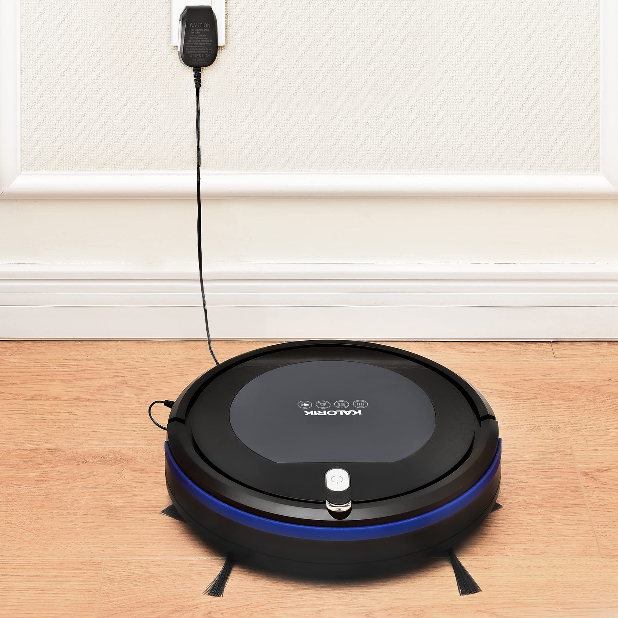 Kalorik® Home Ionic Pure Air Rechargeable Robot Vacuum Cleaner - 4 Smart Cleaning Modes, Black/Gray - Perfect for Hardwood Floors, Carpets & Pet Hair Removal
