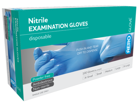 Premium AEROGLOVE Nitrile Powder-Free Disposable Gloves - Box of 100 | Latex-Free, Durable & Comfortable for Medical, Food Service, Cleaning & Home Use