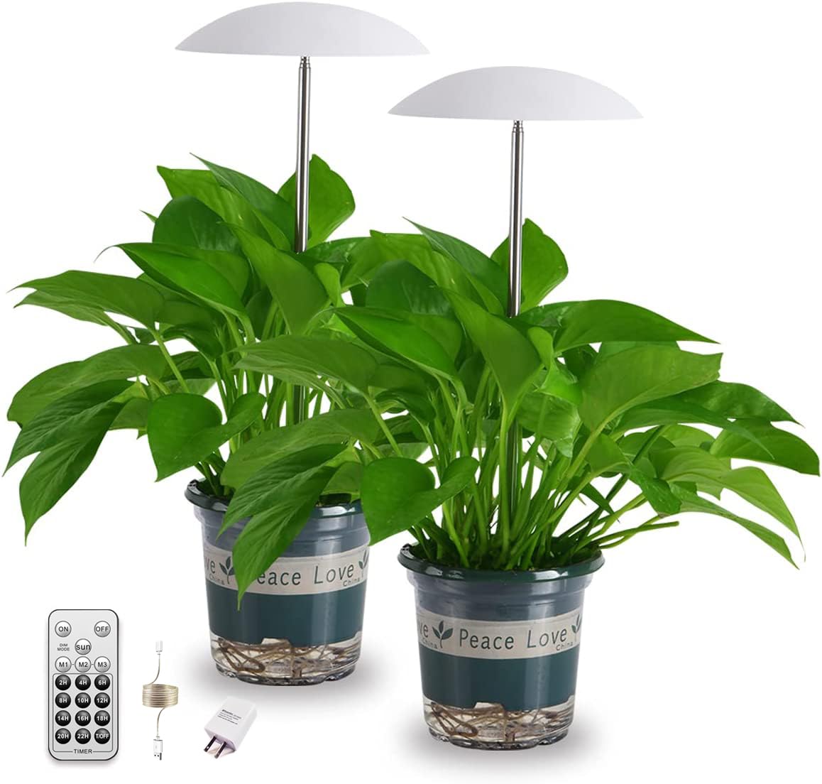 2 Pack LED Grow Lights for Indoor Plants - Full Spectrum USB Plant Light with Remote, Height Adjustable & Auto On/Off Timer - Perfect for Home Decor, Hydroponics, Seedlings & Indoor Gardening