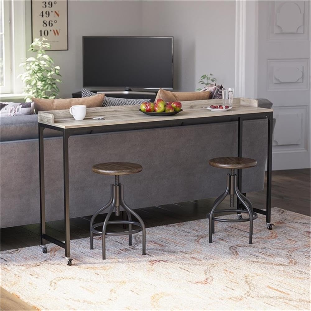 Ameriwood Home Park Hill Adjustable Height Over-The-Bed Desk with Wheels, Light Walnut - Perfect for Small Spaces, Hospital Rooms & Dormitories
