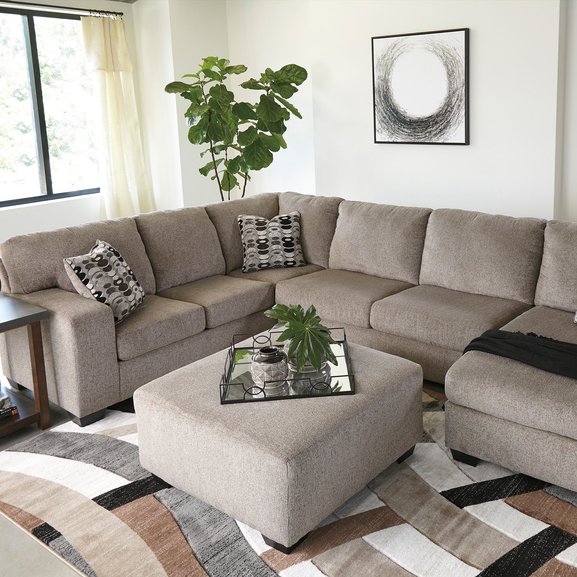 Ballinasloe Right Chaise Sectional Sofa with Ottoman - Modern L-Shaped Couch for Living Room, Lounge & Family Room Comfort