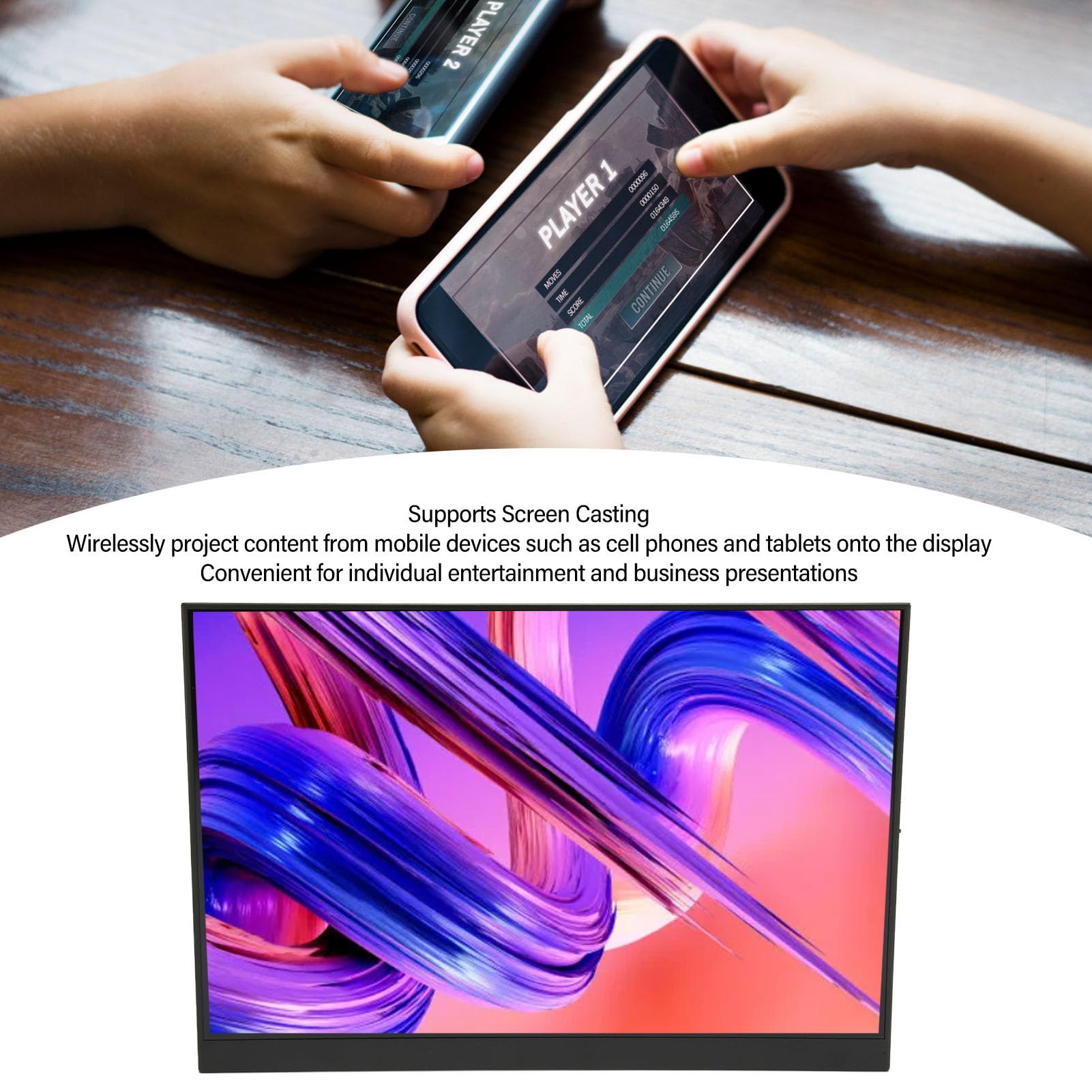 16 Inch Portable Monitor 2.5K HD 144Hz, Travel Laptop Screen Extender, 4K HDR USB-C Mini HDMI External Display for Laptop, PS5, Phone, Tablet - Perfect for Gaming, Work & Entertainment On-The-Go