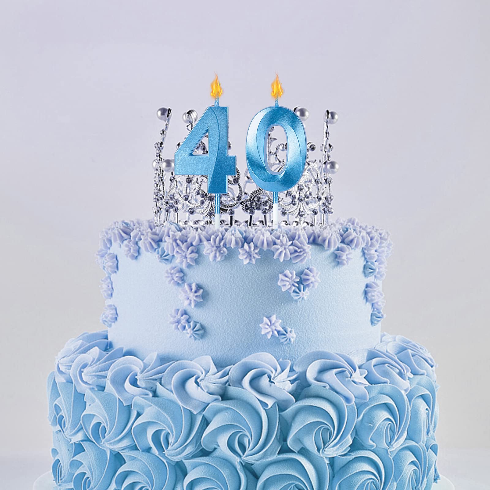 Blue Number 20 Glitter Birthday Candles for Cakes - Set of 2 Sparkling Cake Toppers for 20th Birthday Party, Anniversary & Wedding Celebrations - Perfect for Milestone Birthday Decorations and Special Occasion Cakes
