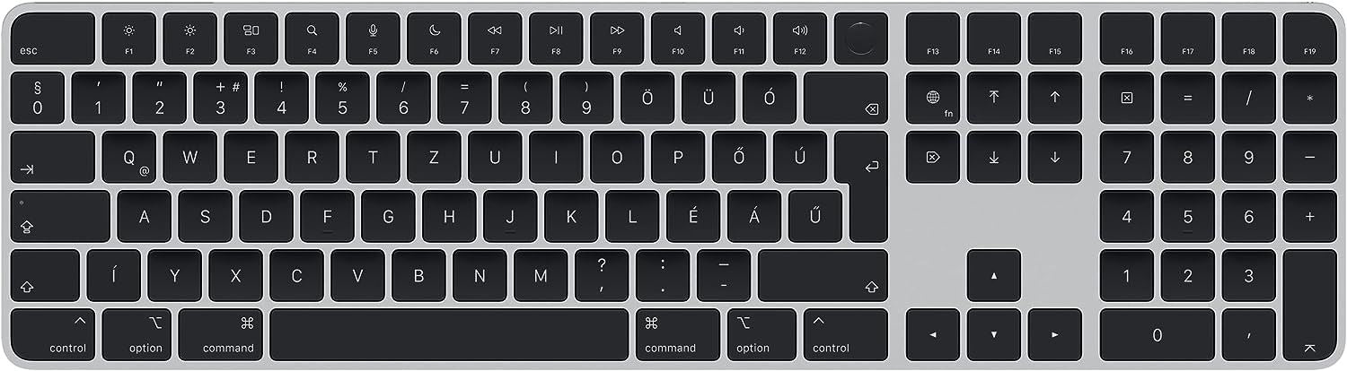 Apple Magic Keyboard with Touch ID & Numeric Keypad - Hungarian Black (A2520 MMMR3MG/A) for MacBook, iMac & iPad - Wireless Bluetooth Keyboard for Home & Office Use