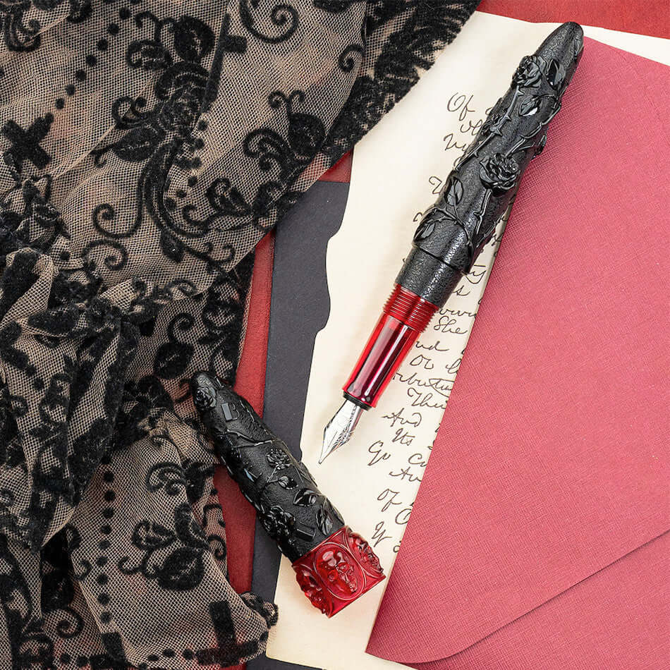 Benu Skull & Roses Fountain Pen - Premium Writing Instrument for Calligraphy & Signature - Perfect for Gifts, Collectors & Gothic Style Enthusiasts