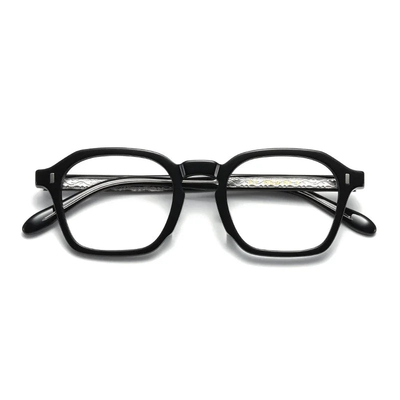 Aror Men's Full Rim Polygon Square Acetate Eyeglasses Frame 19531 - Stylish Retro Glasses for Work, Reading & Fashion Accessories