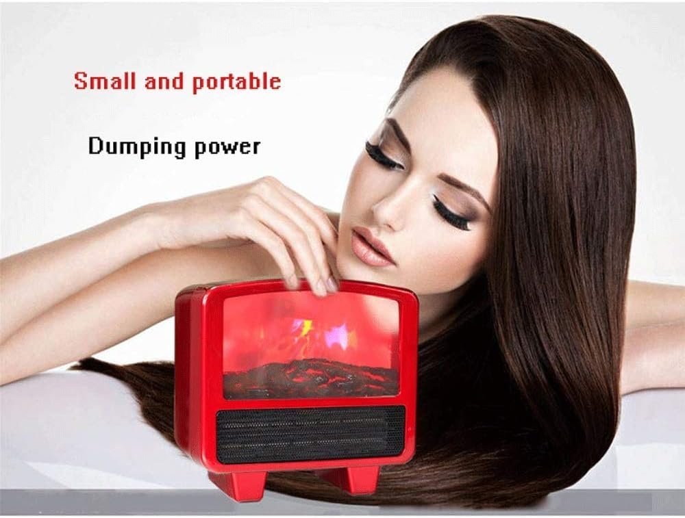 Portable 900W Electric Stove Heater with Realistic Log Fire Flame Effect - Mini Electric Fireplace for Home, Office & Bedroom - Energy Efficient Space Heater with Adjustable Thermostat | Perfect for Winter Heating, Cozy Decor & Gift Giving