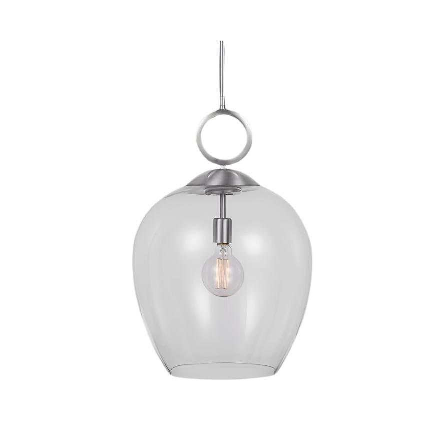 Orion Large Blown Glass Single Light Pendant Lamp - Modern Handcrafted Glass Ceiling Light Fixture for Dining Room, Kitchen Island & Living Room Decor