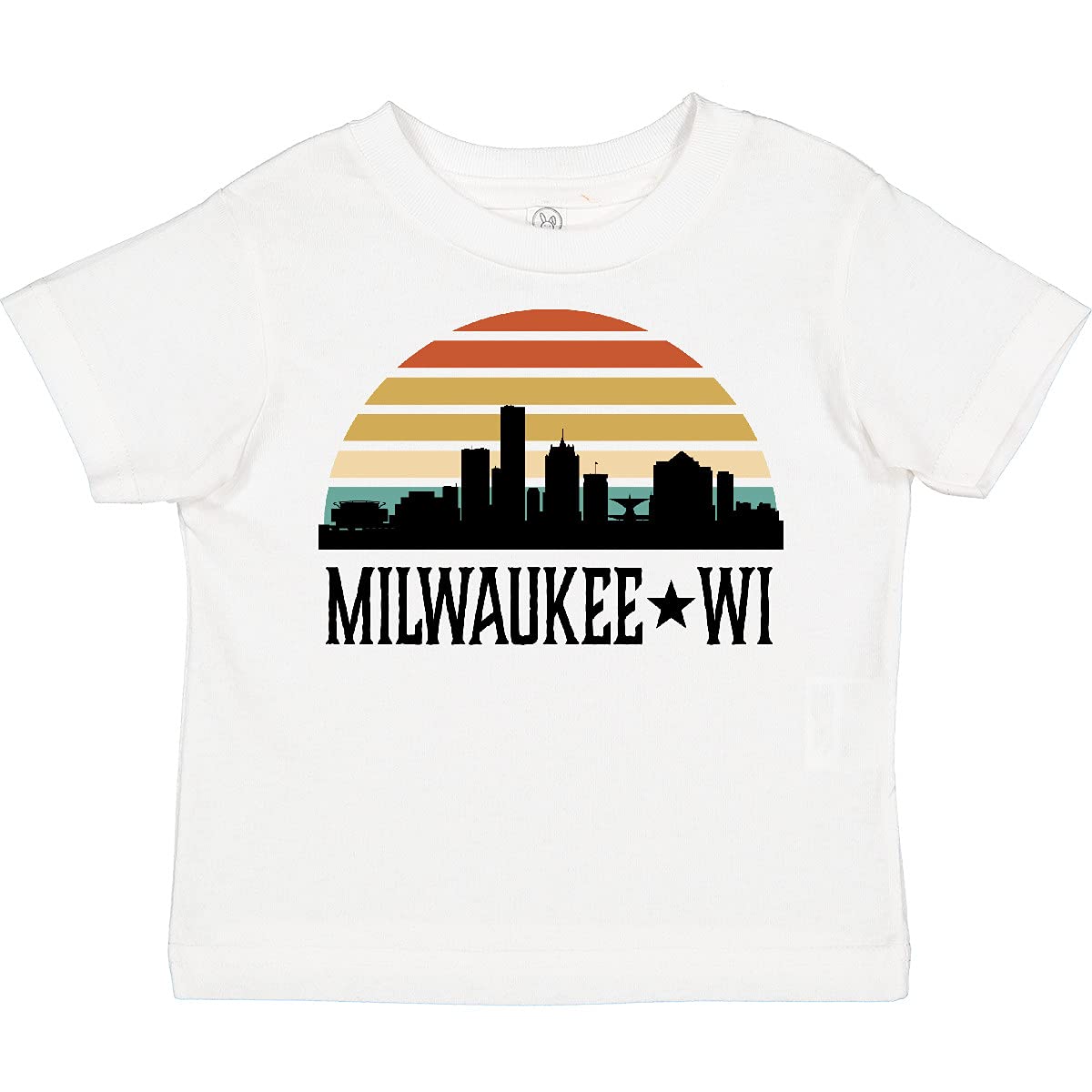 Inktastic Milwaukee Wisconsin Skyline Retro Sunset Toddler T-Shirt - Cute Graphic Tee for Boys & Girls - Perfect for Family Outings, Travel & City Pride