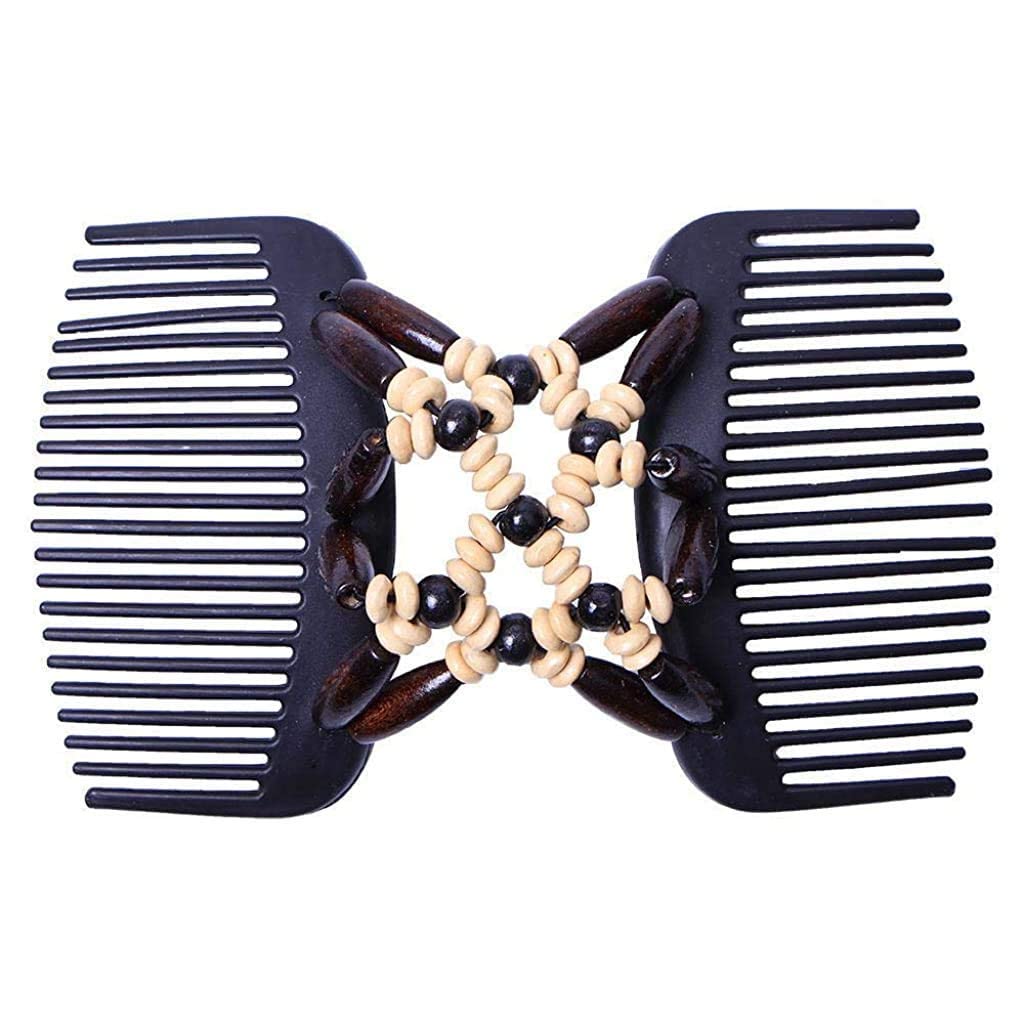 RK RETAILER Magic Double Row Wooden Butterfly Stretchy Hair Clips - Large Hair Clutches for Women (Brown) | Perfect for Weddings, Parties & Everyday Hairstyles