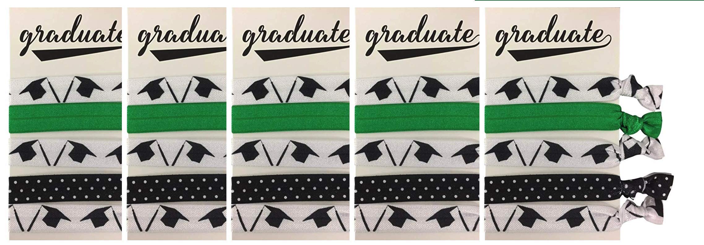 Graduation Hair Ties & Cap Elastics Set - No Crease Green Graduation Accessories for Girls | Perfect Graduation Gift for High School & College Students | Commencement Day & Photo Shoot Essentials