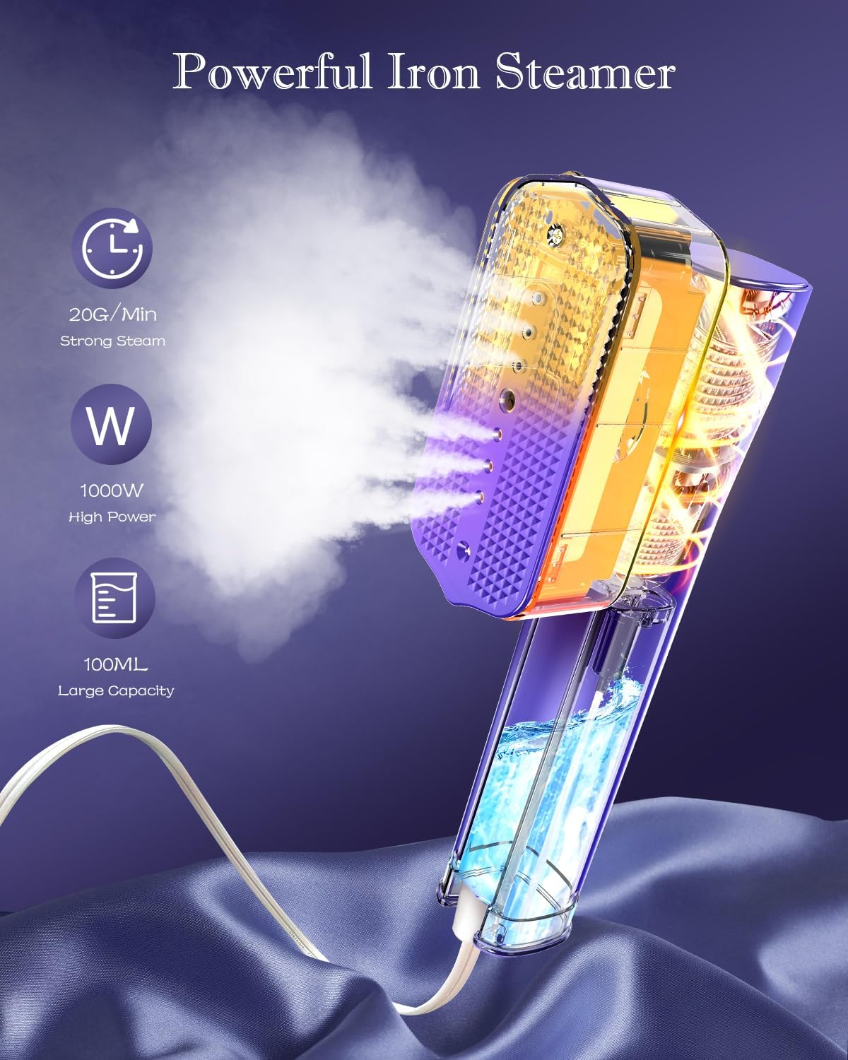 Portable Mini Travel Steamer for Clothes - 2 in 1 Handheld Garment Steamer with Fast Heat-up, LCD Display, 100ml Water Tank, 1200W Power - Perfect for Travel, Business Trips & Home Use (8 x 4 Inch)