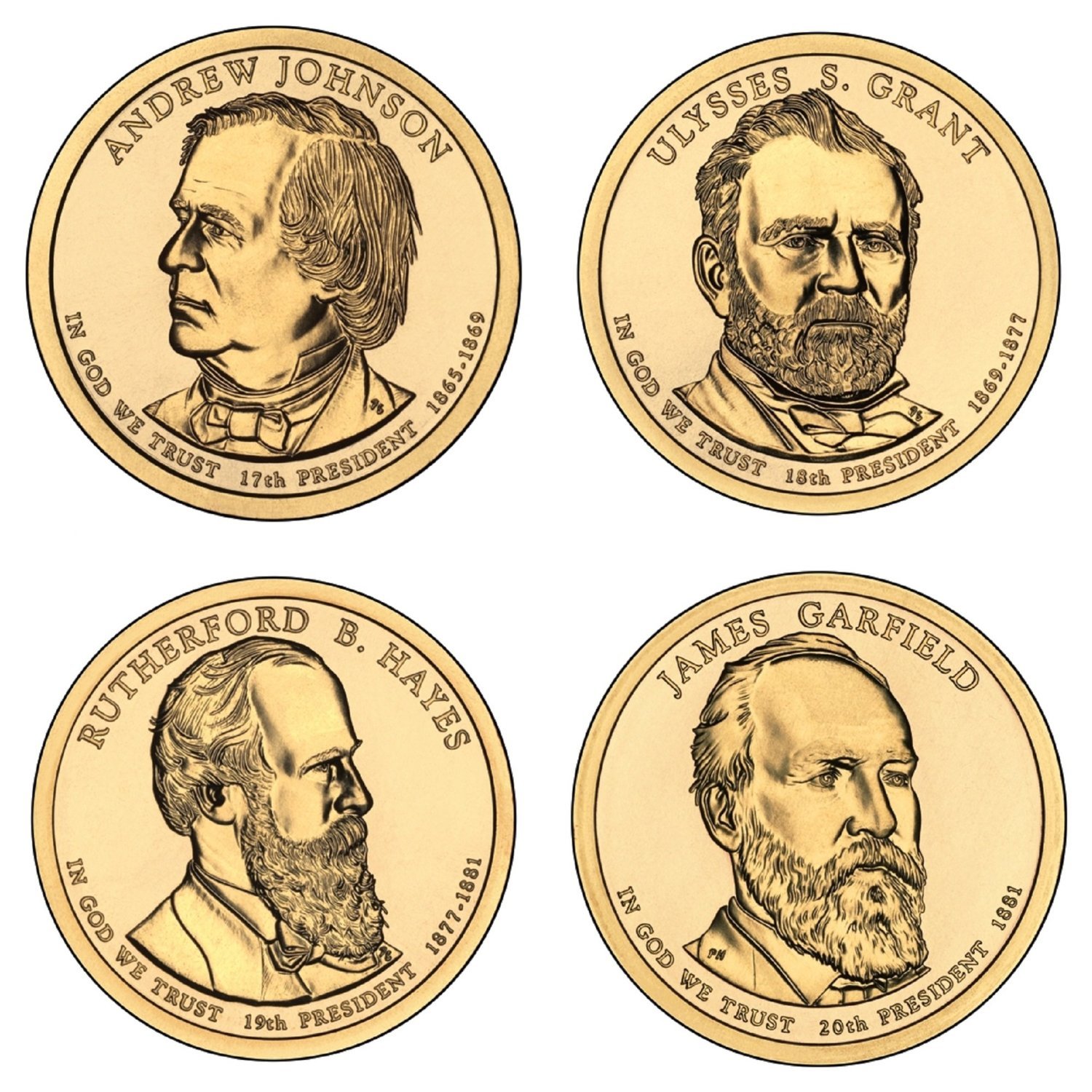 2011 D Complete Set of 4 Uncirculated US Presidential Dollar Coins - Perfect for Coin Collectors, History Buffs & Gift Giving