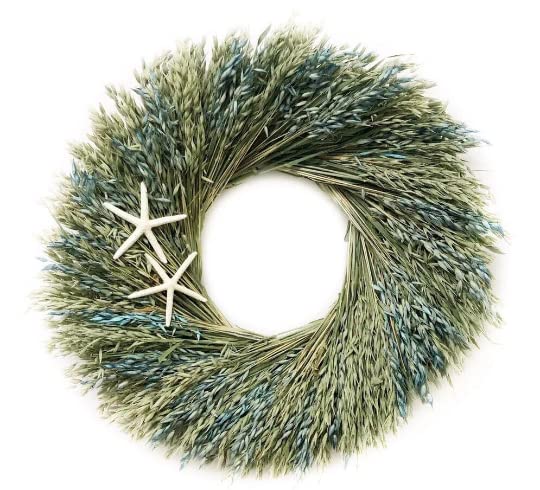 VanCortlandt Farms Natural Dried Flower Handmade Seagrass Wreath - Rustic Home Decor for Wall, Door & Wedding Centerpieces