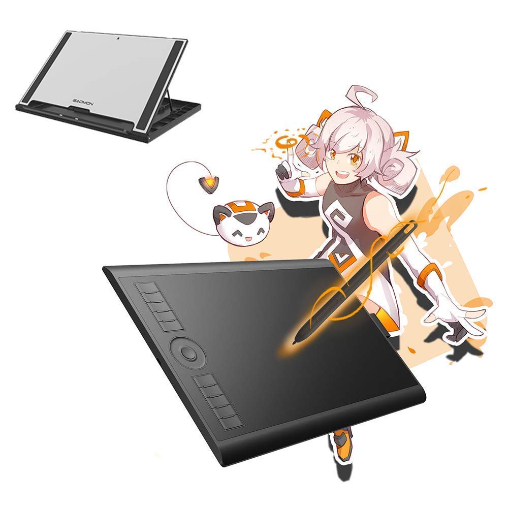 GAOMON M10K2018 10 x 6.25 Inch Battery-Free Graphic Drawing Tablet with Stand - Digital Art Pen Display for Artists, Designers & Illustrators - Perfect for Sketching, Animation & Photo Editing on Windows/Mac