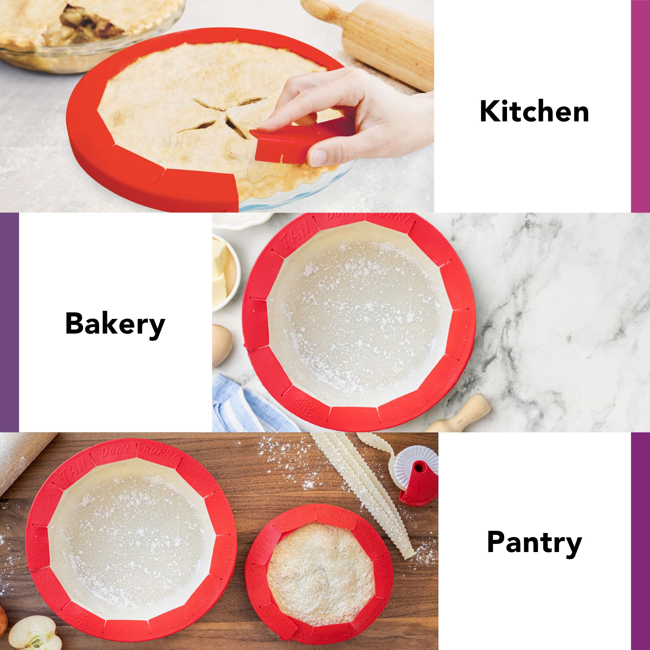Talisman Designs Adjustable Silicone Pie Crust Shield Protector Cover - 8 to 11.5 Inch Baking Accessory for Perfect Pie Edges | Ideal for Thanksgiving, Christmas Baking & Homemade Desserts | Set of 1