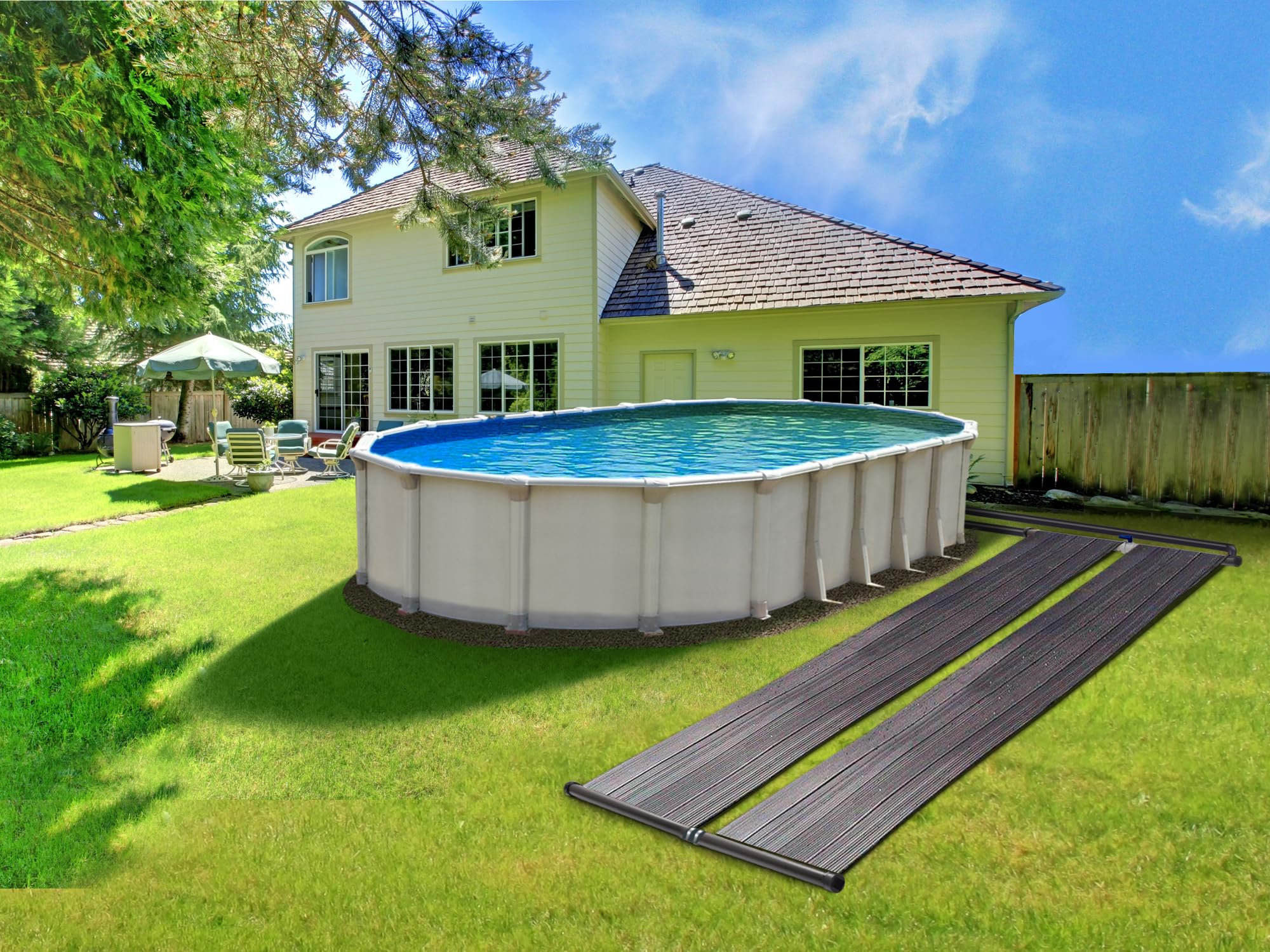 SunQuest Solar Pool Heater Panel - 2ft x 20ft Solar Water Heater for Above Ground Pools | DIY Installation with Roof/Rack Mount & Add-On Kit | UV-Resistant Polypropylene Collector Tubes | Perfect for Backyard Swimming Pools, Spas & Hot Tubs