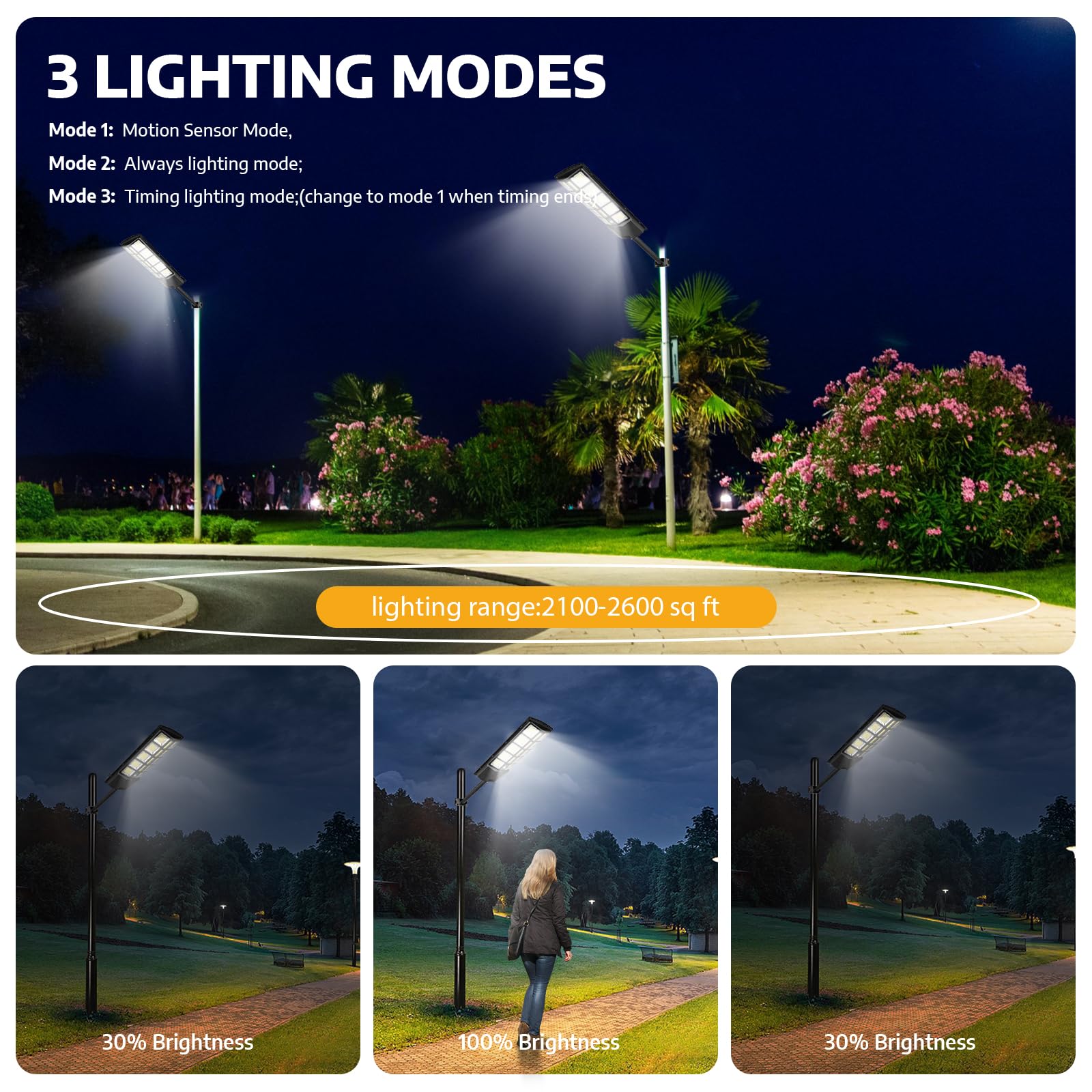 Xmart 80000LM Solar Street Lights Outdoor Waterproof - 744 Upgraded LED Solar Parking Lot Lights with Dusk to Dawn & Motion Sensor, Remote Control - Ideal for Yard, Garden, Pathway, Driveway and Parking Area Lighting