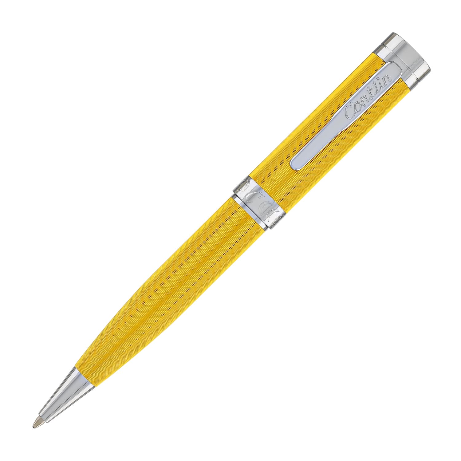 Conklin Herringbone Signature Ballpoint Pen - Yellow - Premium Writing Instrument for Office, Business & Gifts