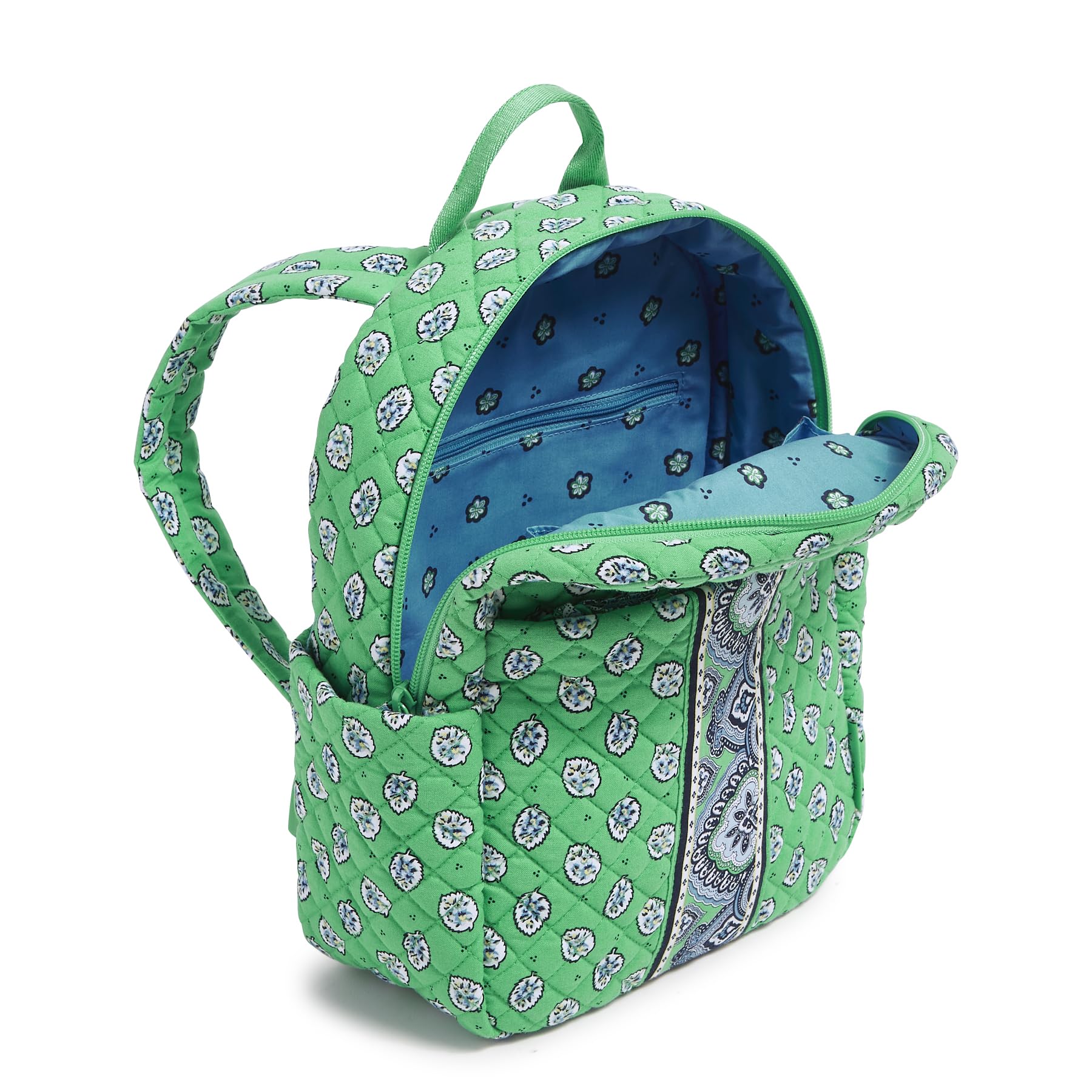 Vera Bradley Cotton Small Backpack - Lightweight & Durable Garden Green Leaf Print - Perfect for School, Travel & Everyday Use