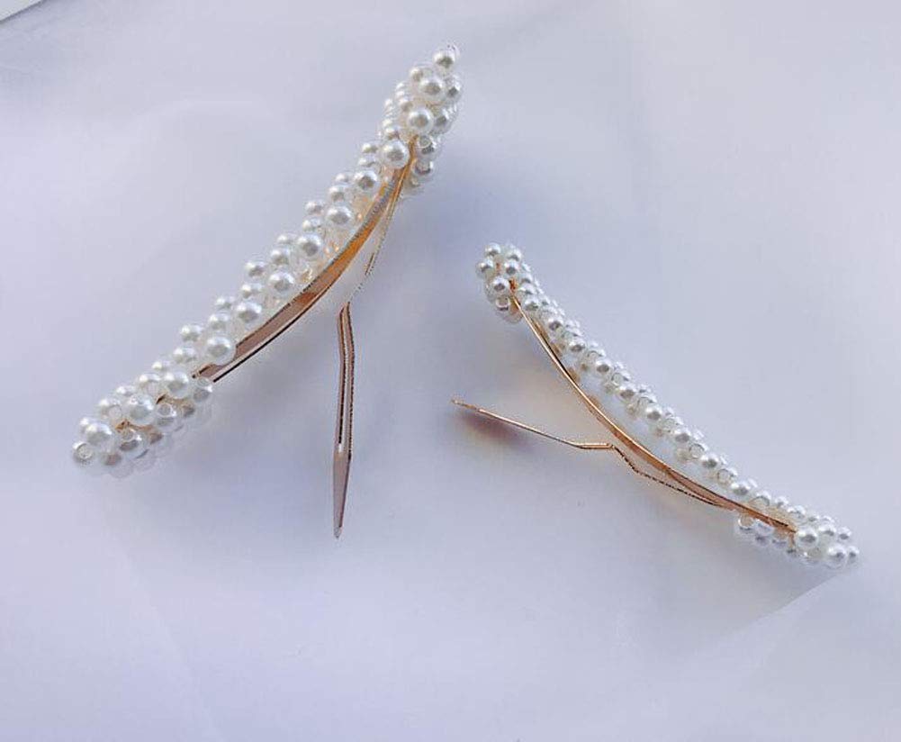 2PCS Elegant Handmade Artificial Pearl Hair Clips for Women - Silver Bridesmaid Hair Accessories | Perfect for Weddings, Parties & Special Occasions
