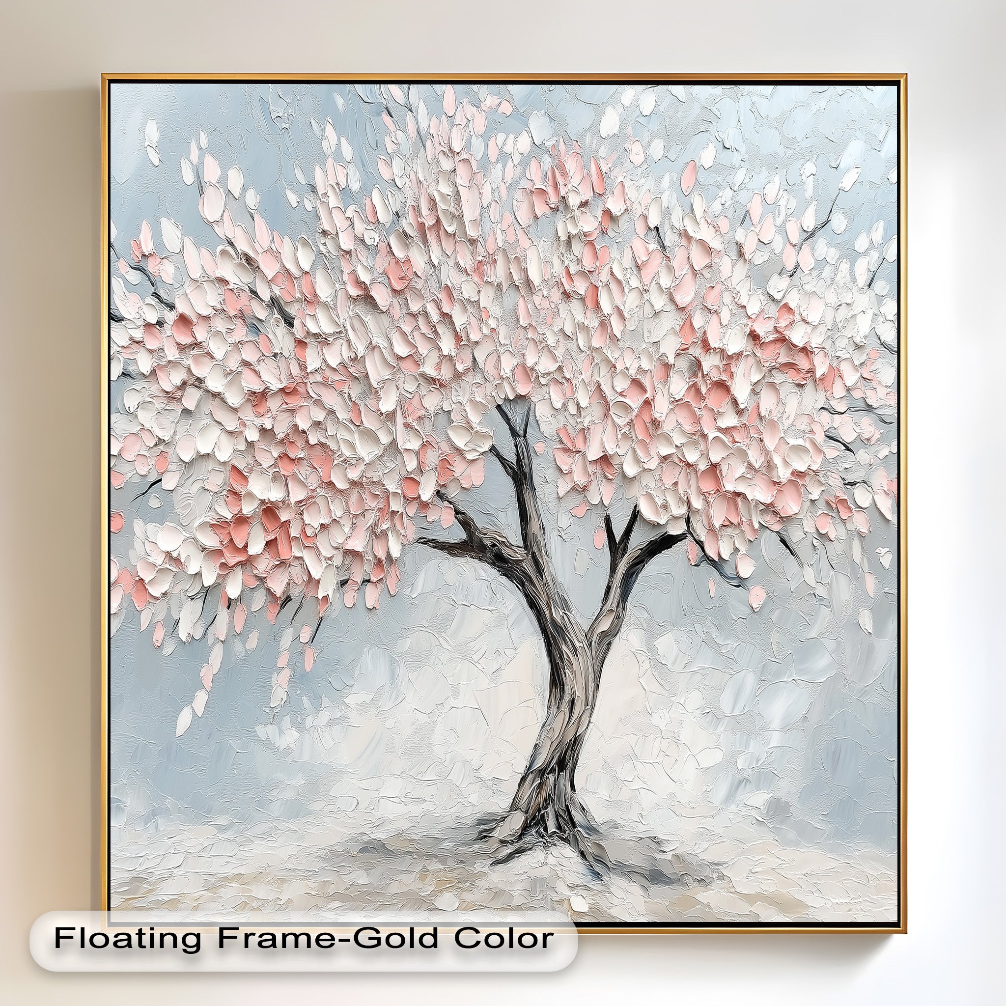 Blossoming Cherry Tree Floral Oil Painting - Handmade Canvas Art for Home Decor, Living Room, Bedroom & Office Wall
