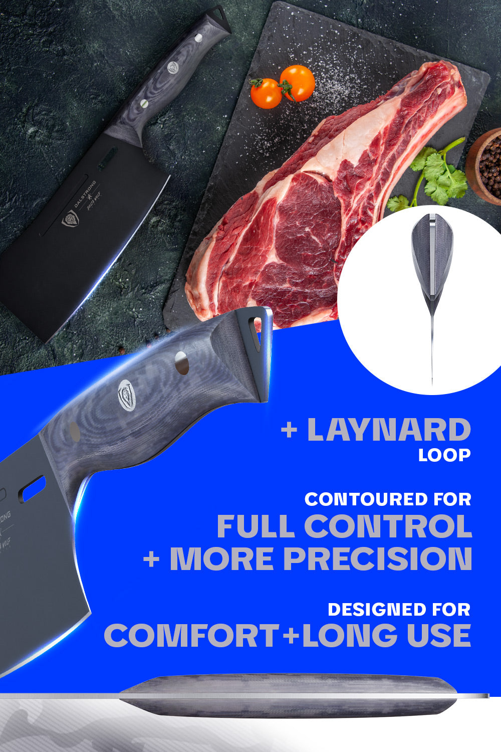 Delta Wolf Series 7-Inch Cleaver Knife by Dalstrong - Premium Kitchen Knife for Meat, Vegetables & Heavy-Duty Chopping - Perfect for Chefs & Home Cooks