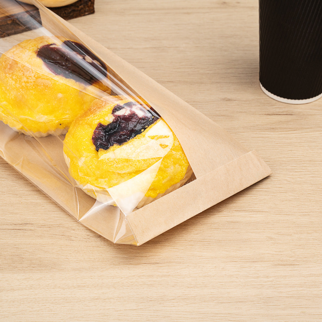 Eco-Friendly Kraft Paper Bread Bags with Side Window - 6