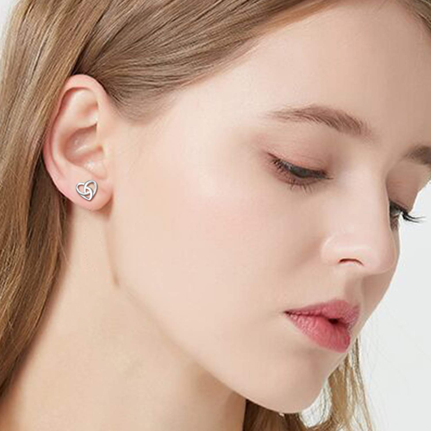 Sterling Silver Earrings for Women - Heart Celtic Love Knot Cross Triangle Vintage Stud Hypoallergenic Jewelry | Perfect Birthday Gift for Her, Anniversary Present, Valentine's Day & Everyday Wear