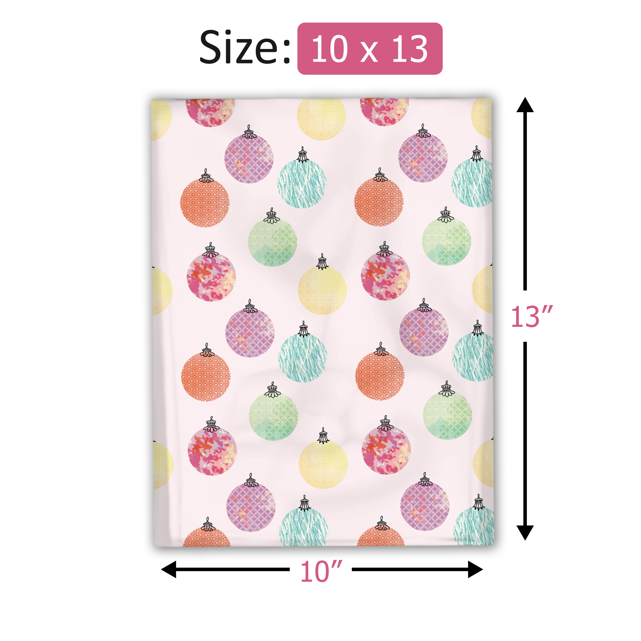 10x13 Inch Christmas Baubles Designer Poly Mailers - Premium Printed Shipping Envelopes for Holiday Gifts & Ecommerce Packaging - Perfect for Online Stores, Small Businesses & Festive Mailing