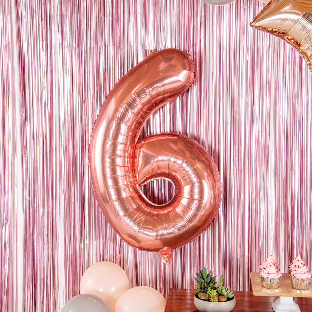Balloonify Rose Gold Mylar Number 6 Balloon - 40 Inch Large Foil Balloon for Birthday Party Decorations, Baby Showers & Anniversary Celebrations (1 Count)