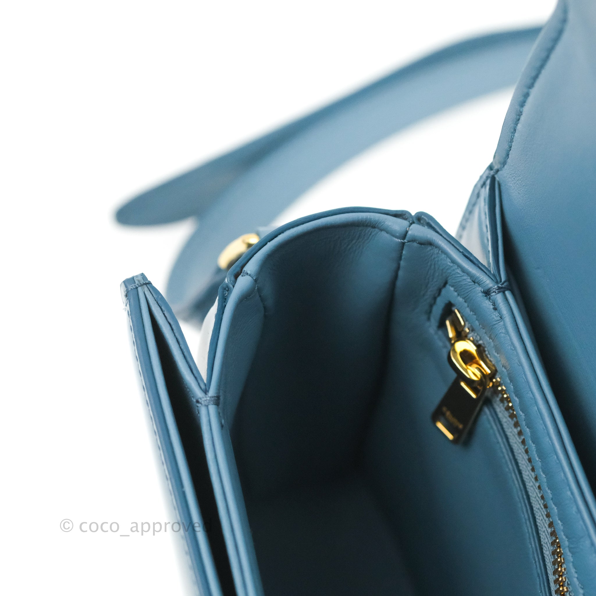 Celine Teen Triomphe Bag in Shiny Calfskin - Denim Blue | Luxury Crossbody Handbag for Women | Perfect for Date Night, Office & Travel