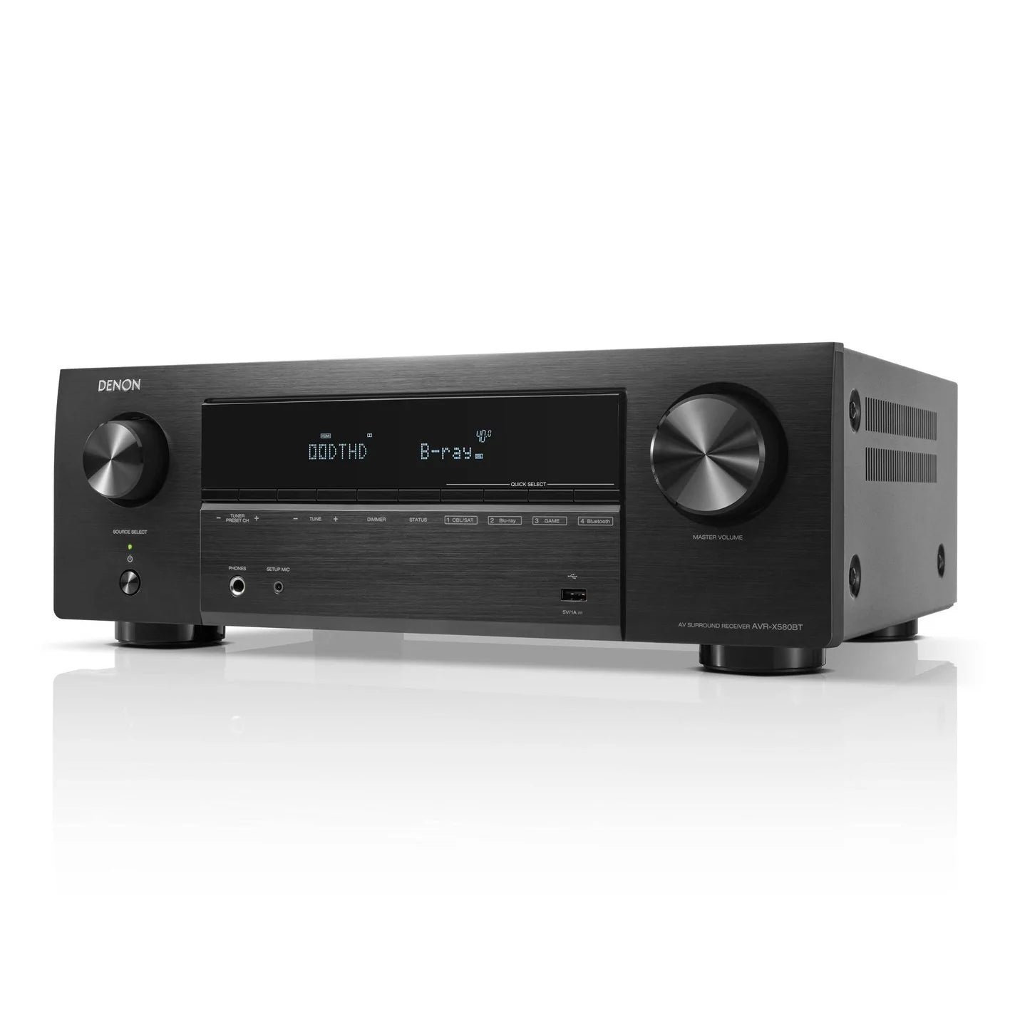 Denon AVR-X580BT 5.2 Channel 8K Ultra HD AV Receiver with Bluetooth - Home Theater System for Movies, Music & Gaming