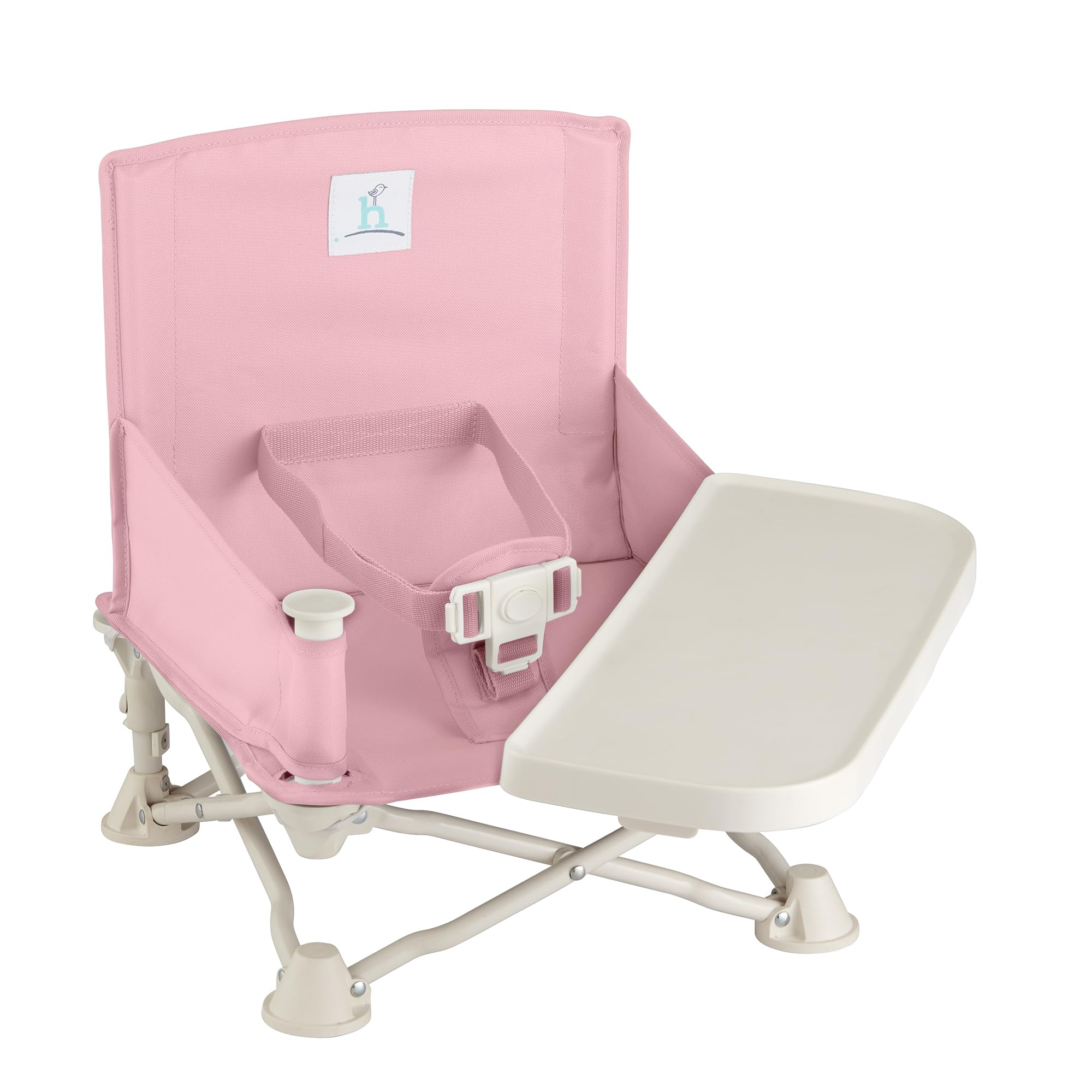 Hiccapop OmniBoost Travel Booster Seat with Tray for Baby - Foldable Portable High Chair for Dining, Camping, Beach & Travel | Tip-Free Design with Safety Straps | Perfect for Restaurants, Picnics & Grandma's House