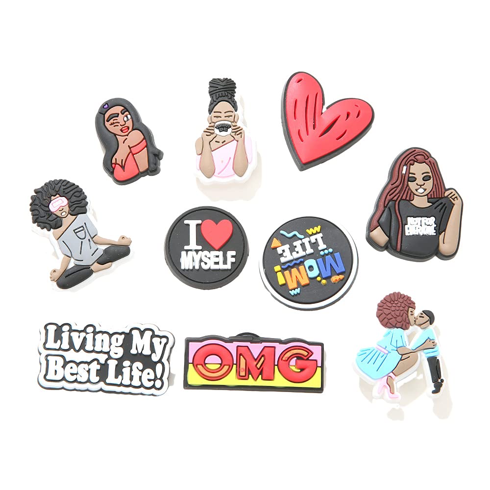 Black Lives Matter Shoe Charms for Women & Girls - PVC Decorative Pins for Crocs, Clogs & Sandals - Includes Matching Bracelet Wristbands - Perfect for Casual Wear, Beach Outings & Everyday Fashion Accessories