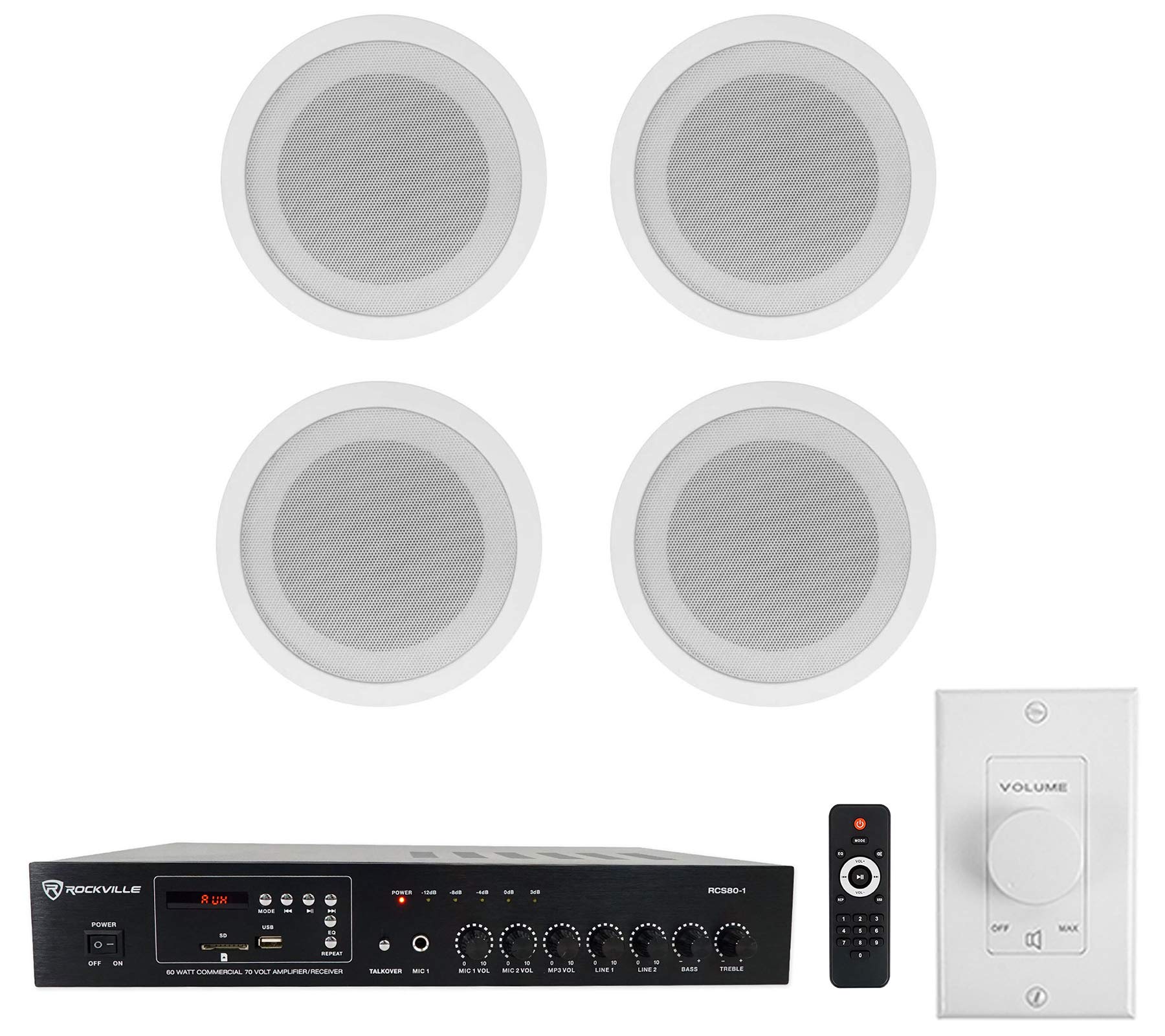 Rockville Commercial Restaurant Amplifier with (4) 5