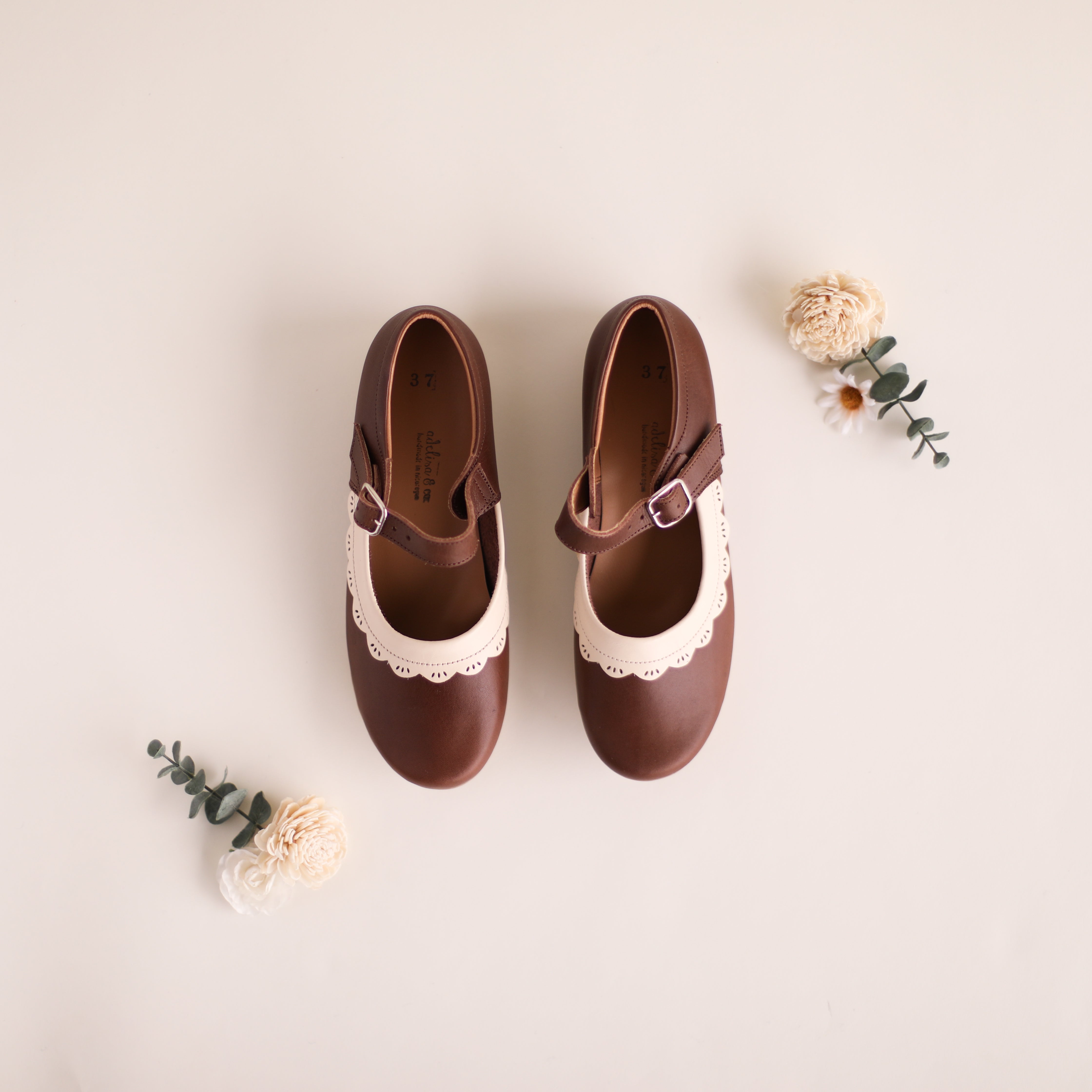 Women's Leather Mary Jane Shoes - Comfortable Espresso Brown Slip-Ons for Work, Office & Casual Wear